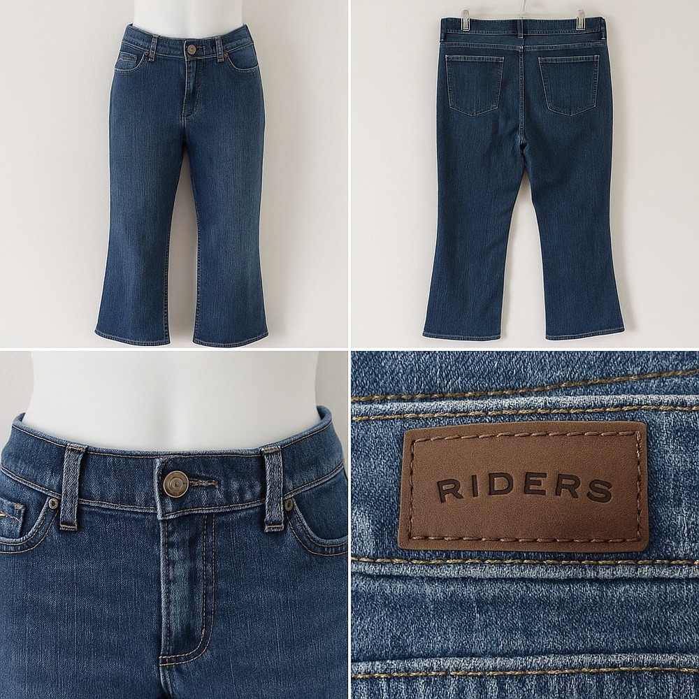 Riders Bootcut Jeans Women's Size 12P Petite Blue Denim Stretch Mid Rise Classic